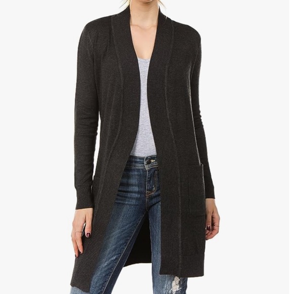 Cielo Charcoal Gray Longline Cardigan - Picture 2 of 16